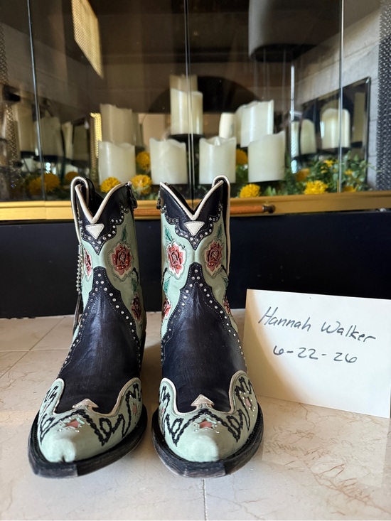 Double D Ranch Shoes - Double D Ranch & Old Gringo Mint & Black Embroidered Women's Western Booties Sz